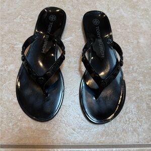 Tory Burch Glossy Black Sandals